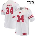 Youth Wisconsin Badgers NCAA #34 C.J. Goetz White Authentic Under Armour Stitched College Football Jersey SC31D53YG